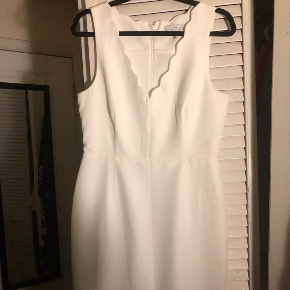White scalloped neckline Work or cocktail Dress